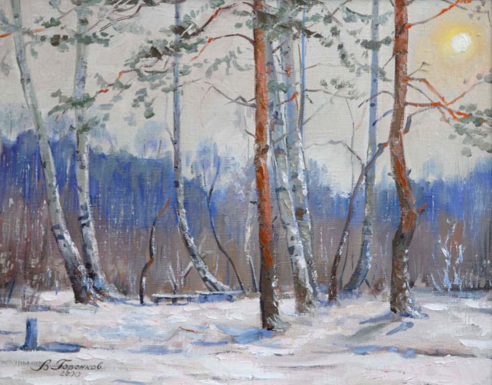 Санаторный пляж зимой | Х.м., 35х45 | 2000